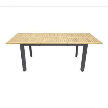 Mesa teca y aluminio negro 210 cm